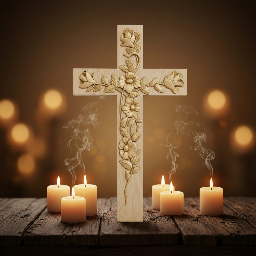 The Rose Cross in pale beechwood