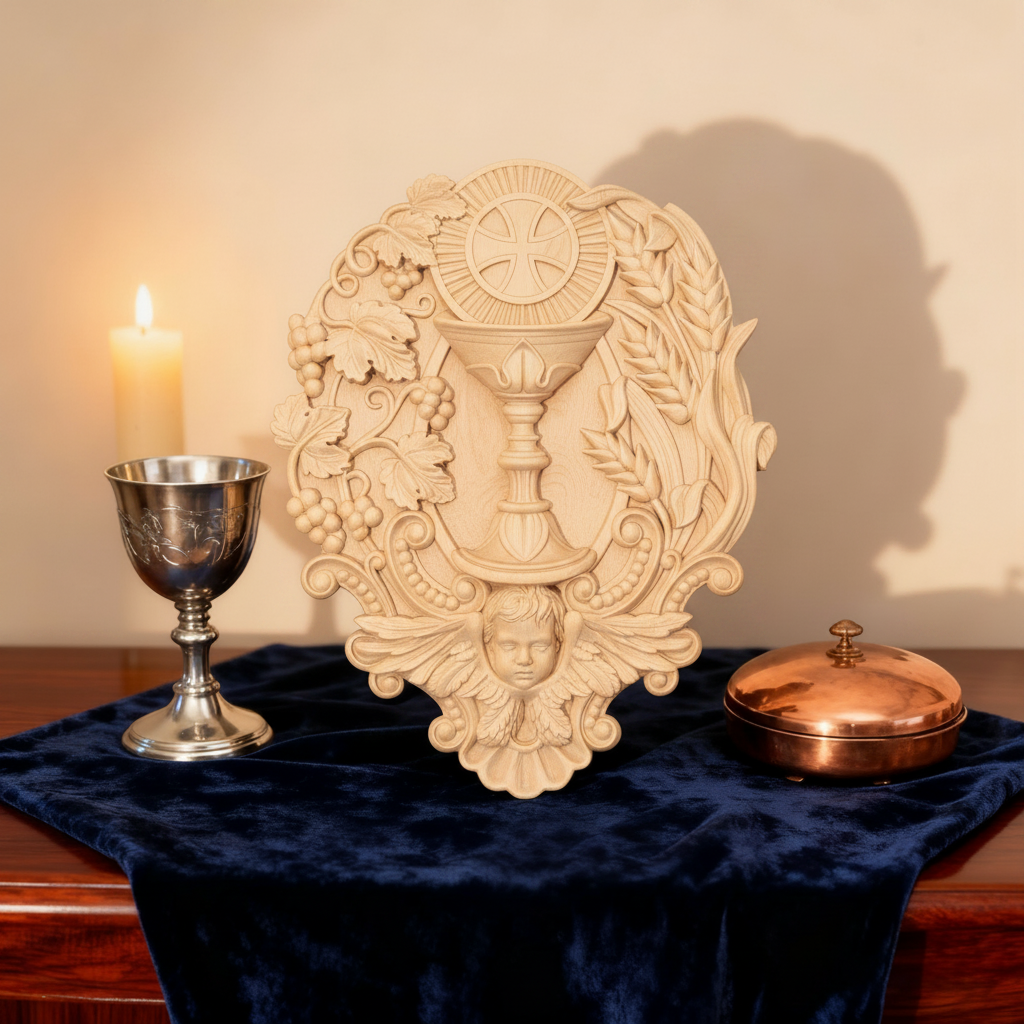 The First Communion Carving in pale beechwood