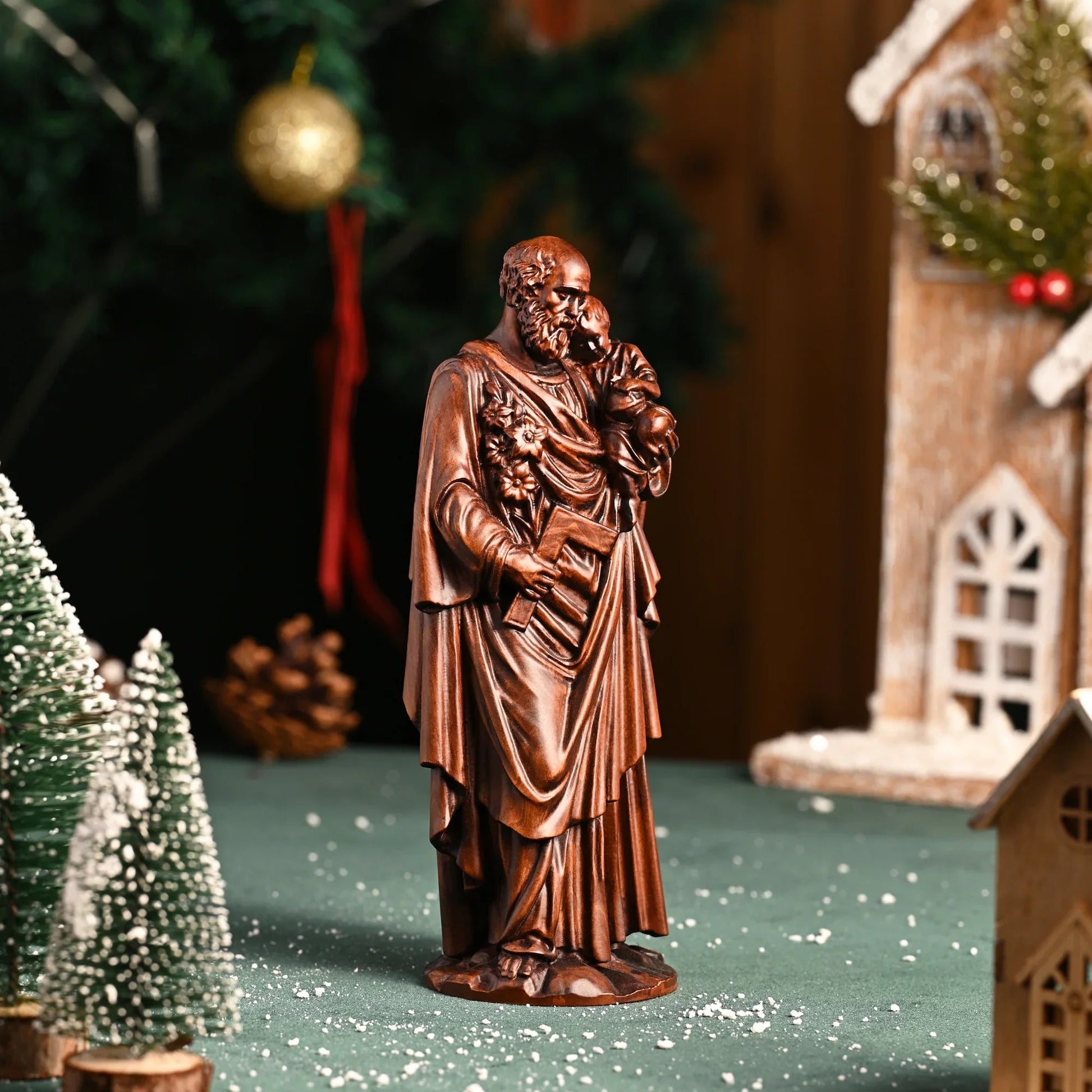 The St. Joseph statue displayed on a mantel